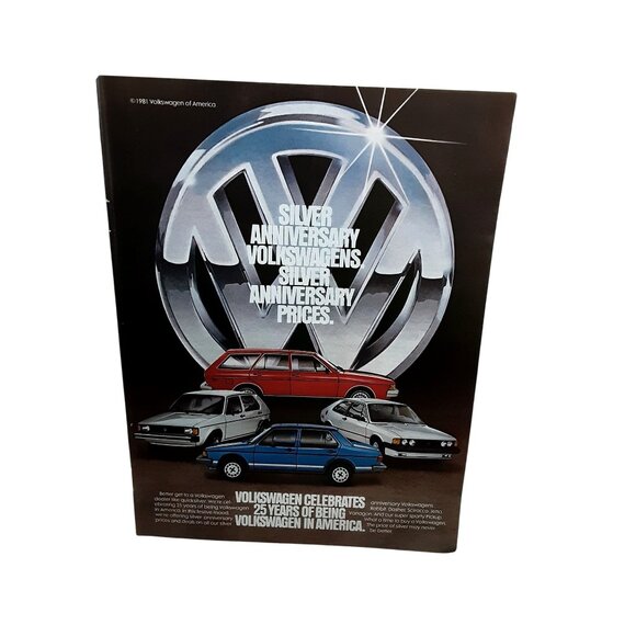 1981 VW Print Ad - Silver Anniversary Jetta Rabbit Scirocco Dasher Pickup - Picture 1 of 1